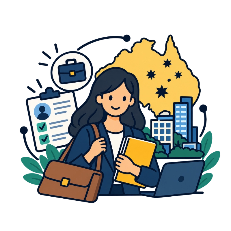 Mujer preparándose para una experiencia profesional en Australia