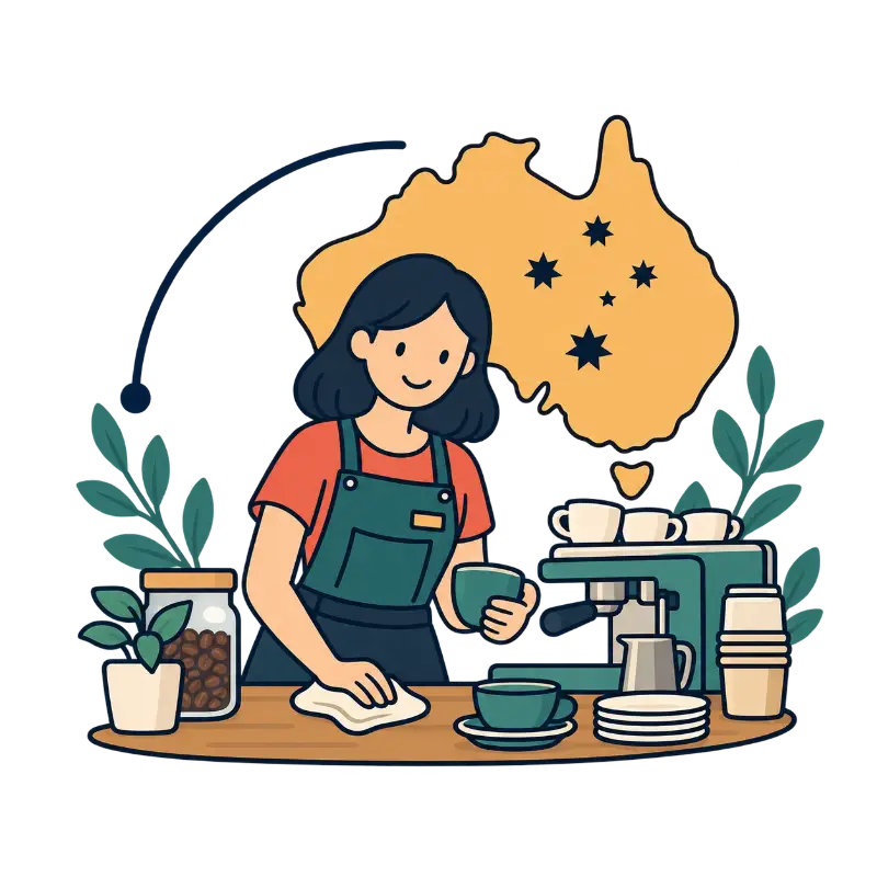 Limpieza estación de café barista Australia