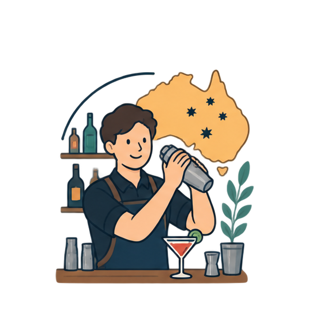 Camarero de bar trabajando en Australia